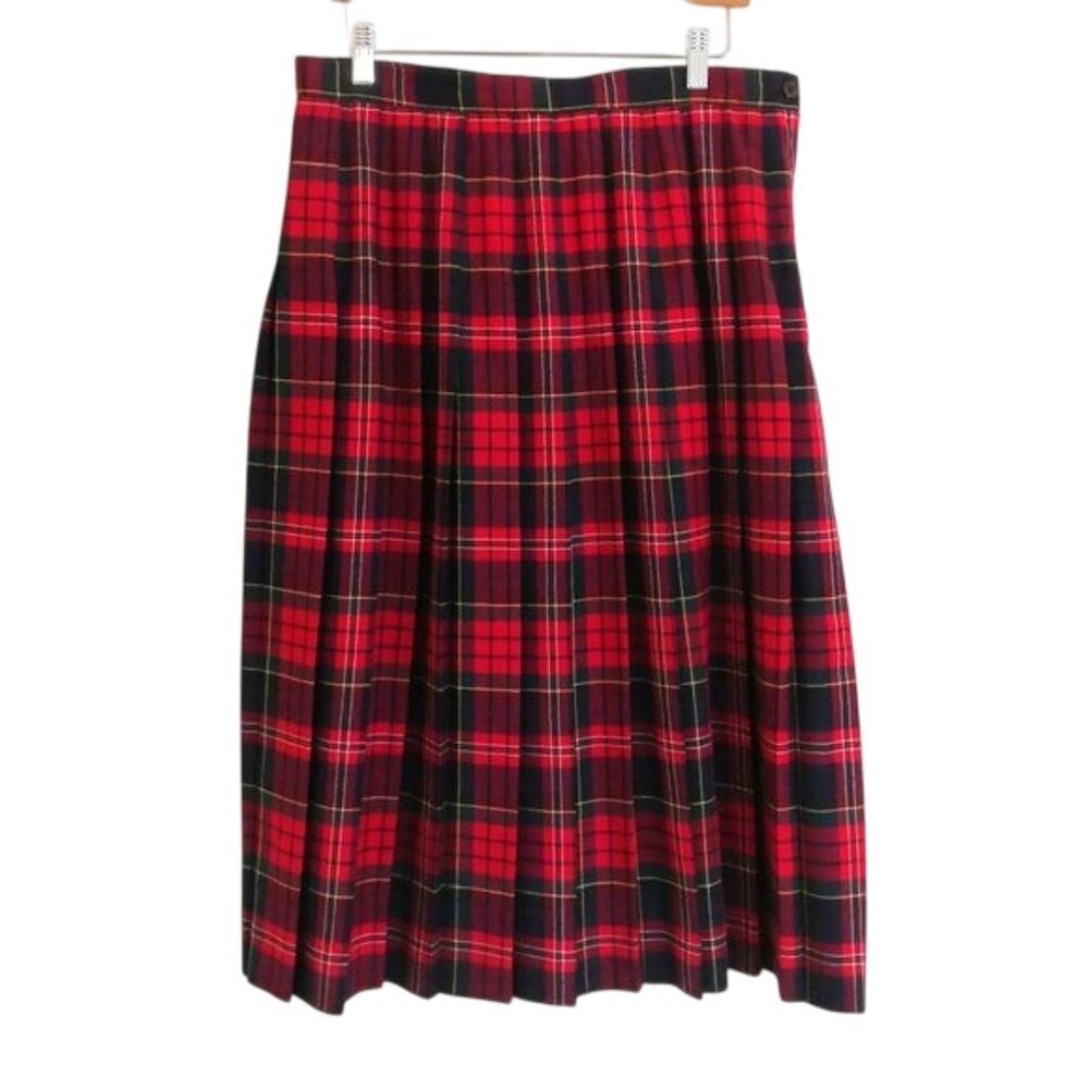 Like New Talbots Wool Tartan Plaid/check Pleated Flare Skirt‎ Size 16P